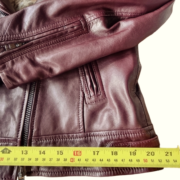 Marc Cain Wine Coloured Leather Jacket - Picture 7 of 16